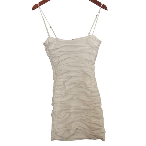 Cinq A Sept Vance White Ruched Sleeveless Square Neck Mini Dress Size 0 NWT - Picture 4 of 6